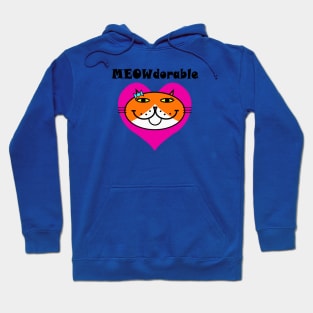 MEOWdorable - PURRty Orange Kitty on Pink Heart Hoodie